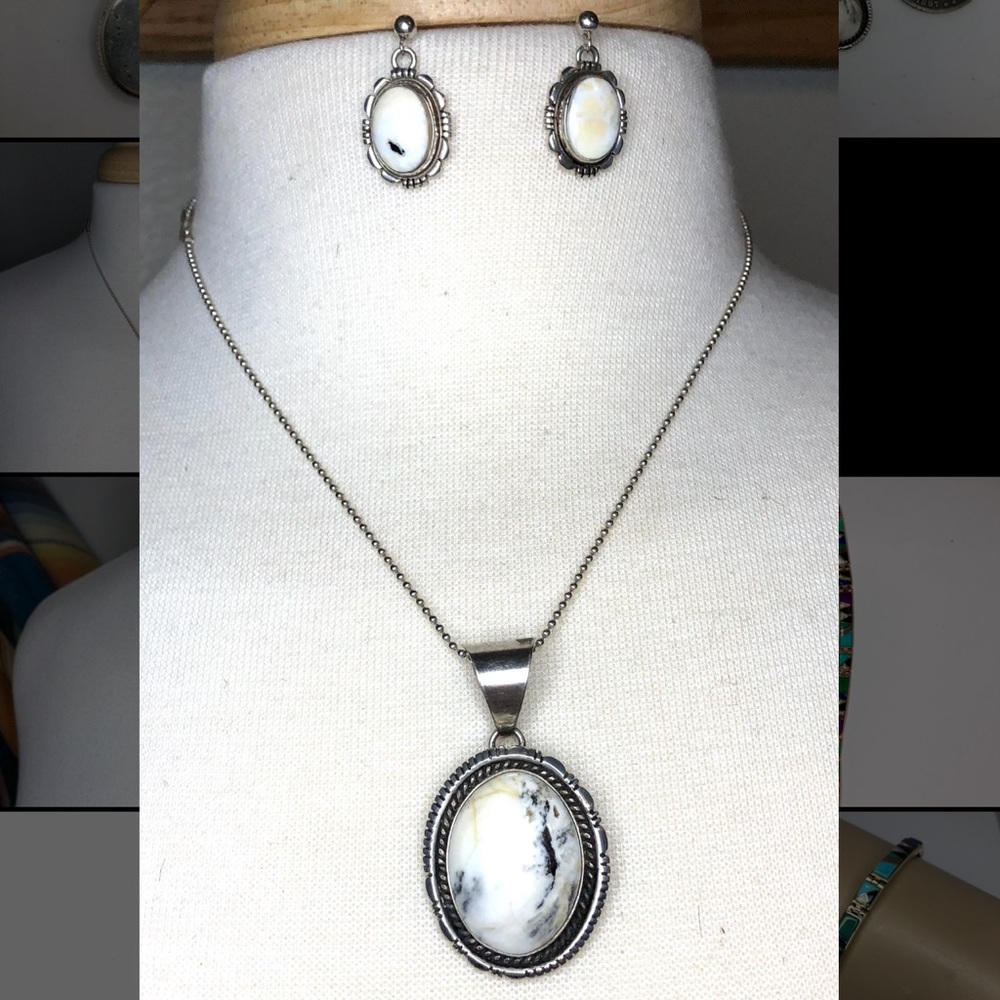 Buffalo turquoise earring and necklace set